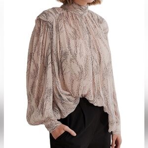 Country Road Spot High Neck Silk Blouse